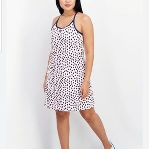 NWT Tommy Hilfiger Sport Casual Athletic Mini Dress Size L White Polka Dots